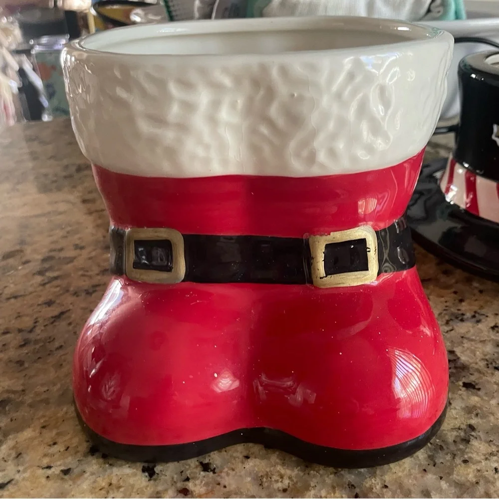 Santa’s Red Boots with black/gold buckles Planter Flower Pot By Pro Plants